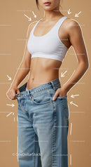 Stylish Woman with Loose Jeans and Casual Top Expressing Confidence