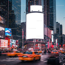 Busy New York City Street with Illuminated Billboards