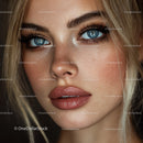 Close-Up of Beautiful Woman with Blue Eyes and Makeup