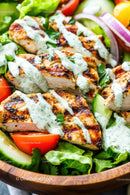 Grilled Chicken Salad with Fresh Vegetables and Herb Dressing
