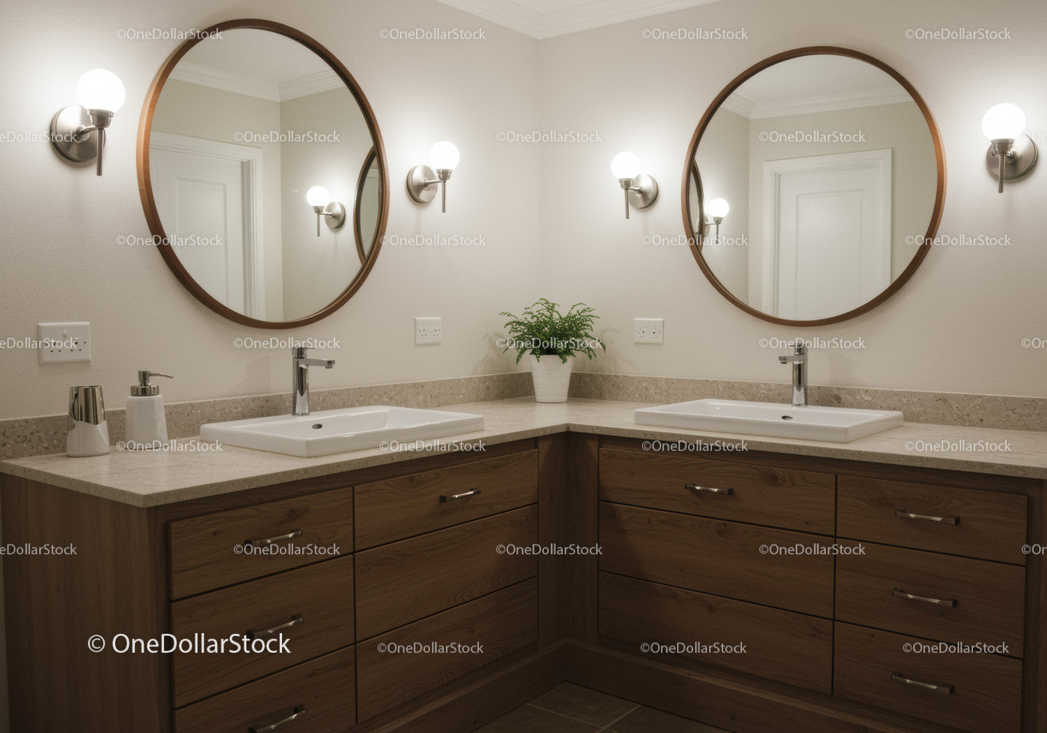 Elegant Bathroom with Double Vanities and Modern Decor