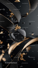 Close-Up of Elegant Black and Gold Luxury Watch Details
