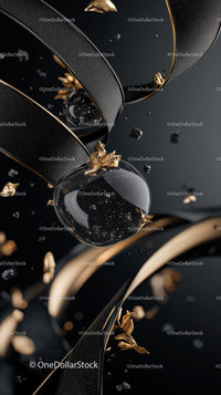 Close-Up of Elegant Black and Gold Luxury Watch Details