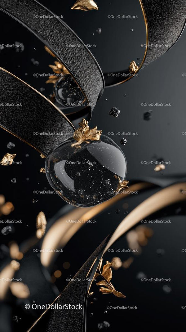 Close-Up of Elegant Black and Gold Luxury Watch Details