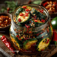 Spicy Pickled Cucumbers in Sesame and Chili Marinade