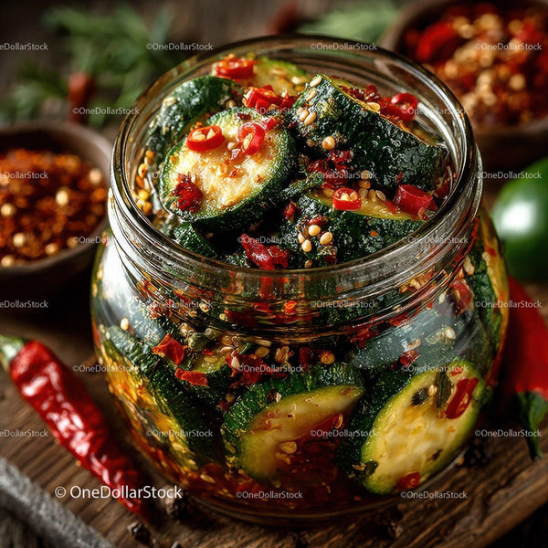Spicy Pickled Cucumbers in Sesame and Chili Marinade