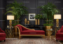 Elegant red chaise lounge in luxurious living room