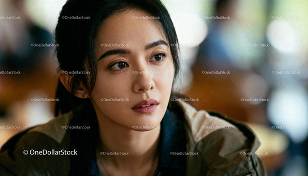Thoughtful young woman in casual jacket indoors