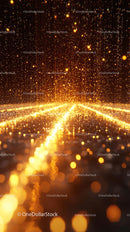 Abstract Golden Light Trail with Sparkling Particles and Dynamic Motion