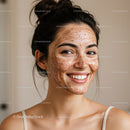 Young Woman with Acne and Clear Skin Showing Skin Improvement