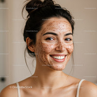 Young Woman with Acne and Clear Skin Showing Skin Improvement