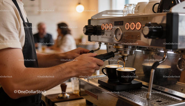 Barista preparing fresh espresso in cozy cafe setting