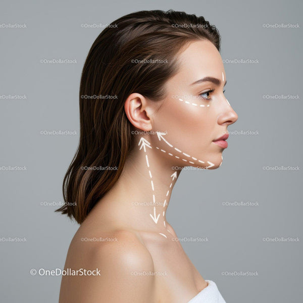 Elegant Woman Profile with Clear Skin and Defined Facial Contours