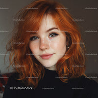 Vibrant Red-Haired Woman with Blue Eyes and Freckles