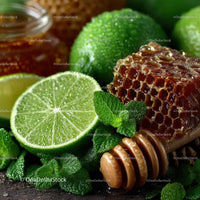 Fresh Limes, Mint Leaves and Honeycomb for Delicious Recipes