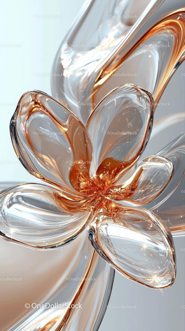 Abstract Glass Sculpture with Glossy Flowing Curves for Modern Decor