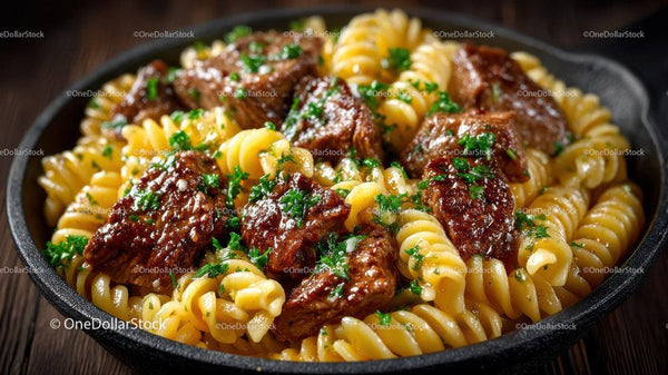 Syta Gulasz Wołowy z Makaronem Fusilli i Świeżą Pietruszką