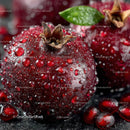Fresh Ripe Pomegranate with Water Droplets Macro Shot
