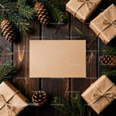 Rustic Christmas Gifts and Pinecones on Wooden Table JPG Mockup Image preview