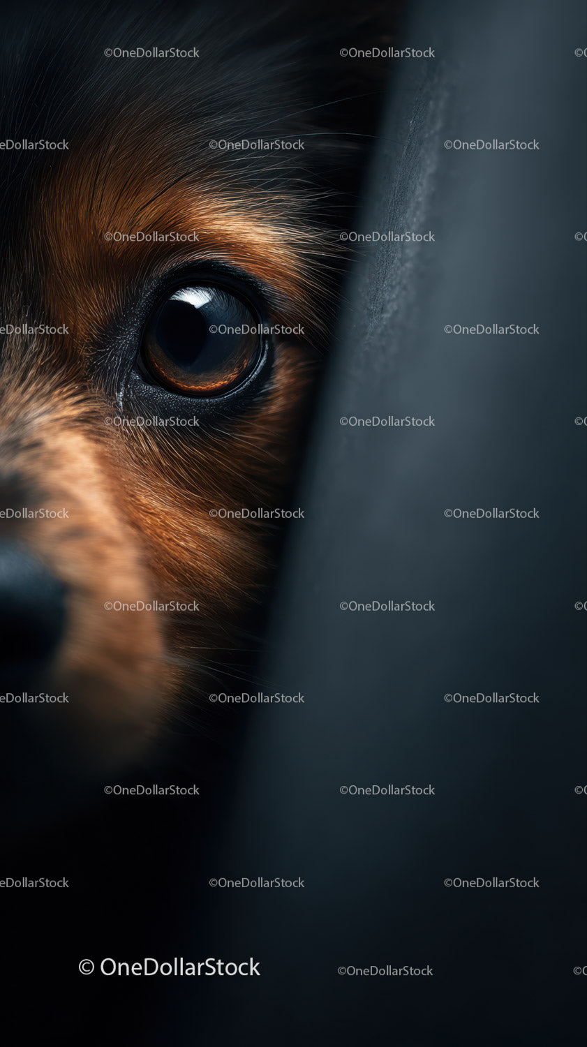Close-up of a Puppy’s Eye Highlighting Brown Fur and Expressive Gaze