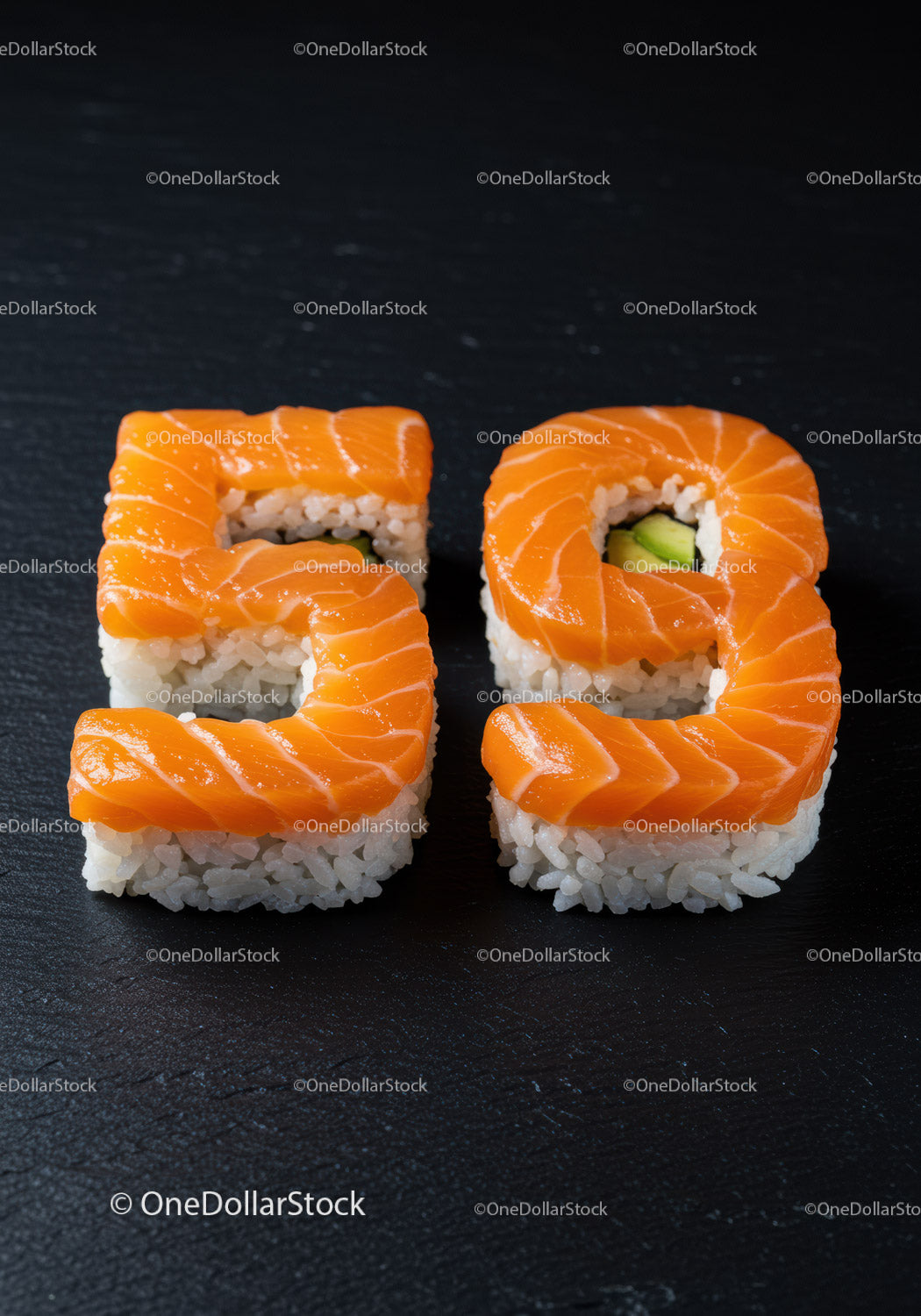 Creative Sushi Rolls Shaped as the Number Fifty Nine