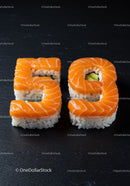 Creative Sushi Rolls Shaped as the Number Fifty Nine