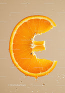 Fresh orange slice submerged in clear water droplets