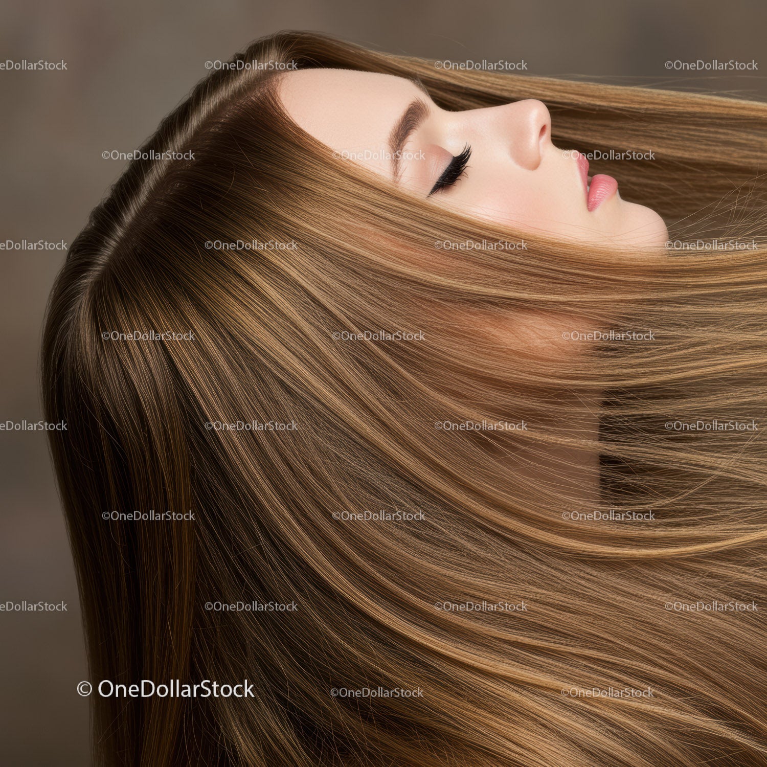 Profile of woman with long flowing smooth hair