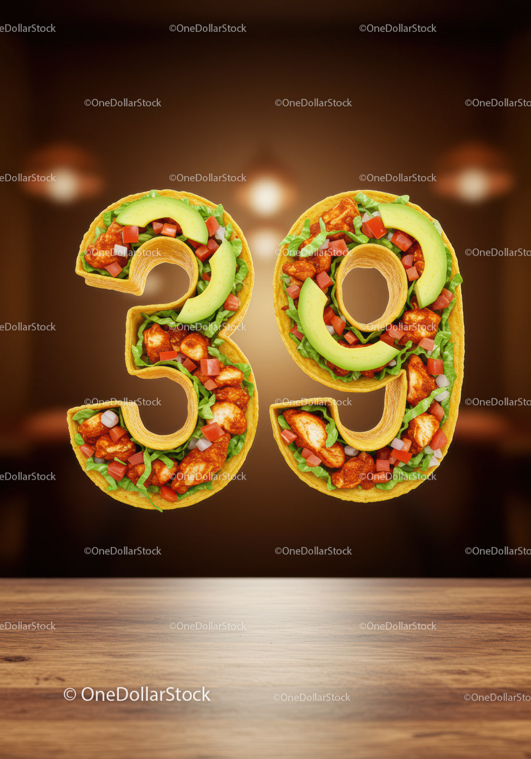 Taco Shell Numbers Thirty Nine with Fresh Ingredients