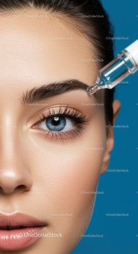 Close-up of a woman applying skincare serum to her face