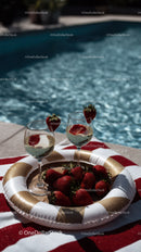 Strawberries and Champagne by the Poolside in Summer