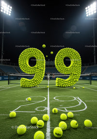 Tennis Court with Creative Number Ninety Nine Formed by Balls