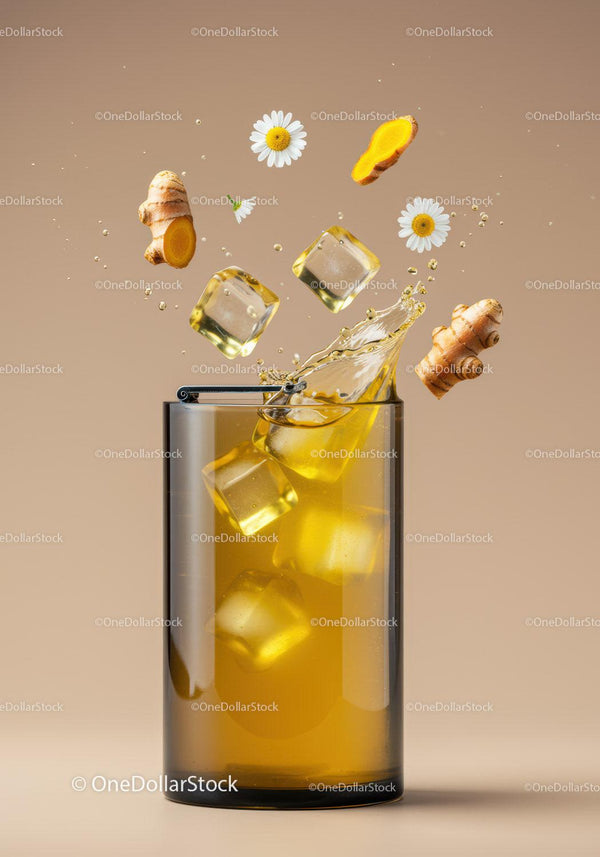 Refreshing Turmeric Iced Tea with Chamomile Flowers