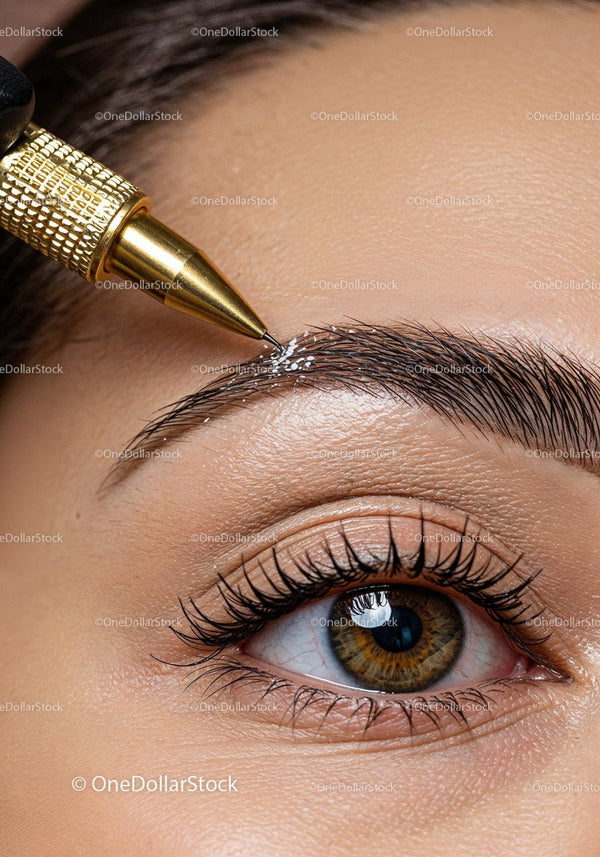 Close-Up of Eyebrow Grooming and Skin Care Process