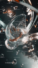 Glass Shattering Explosion with Flying Debris in High-Speed Photography