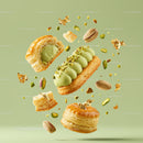 Pistachio Cream Pastries with Puff Pastry and Gold Leaf