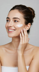 Young Woman Applying Skincare Cream for Healthy Radiant Skin