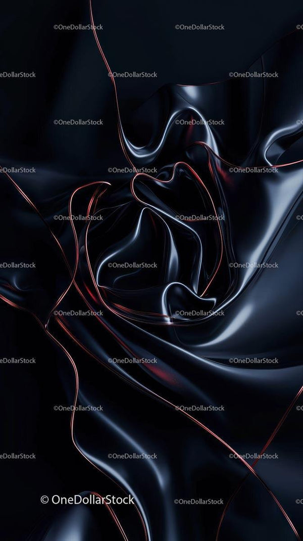 Futuristic Digital Abstract with Metallic Textures and Red Highlights