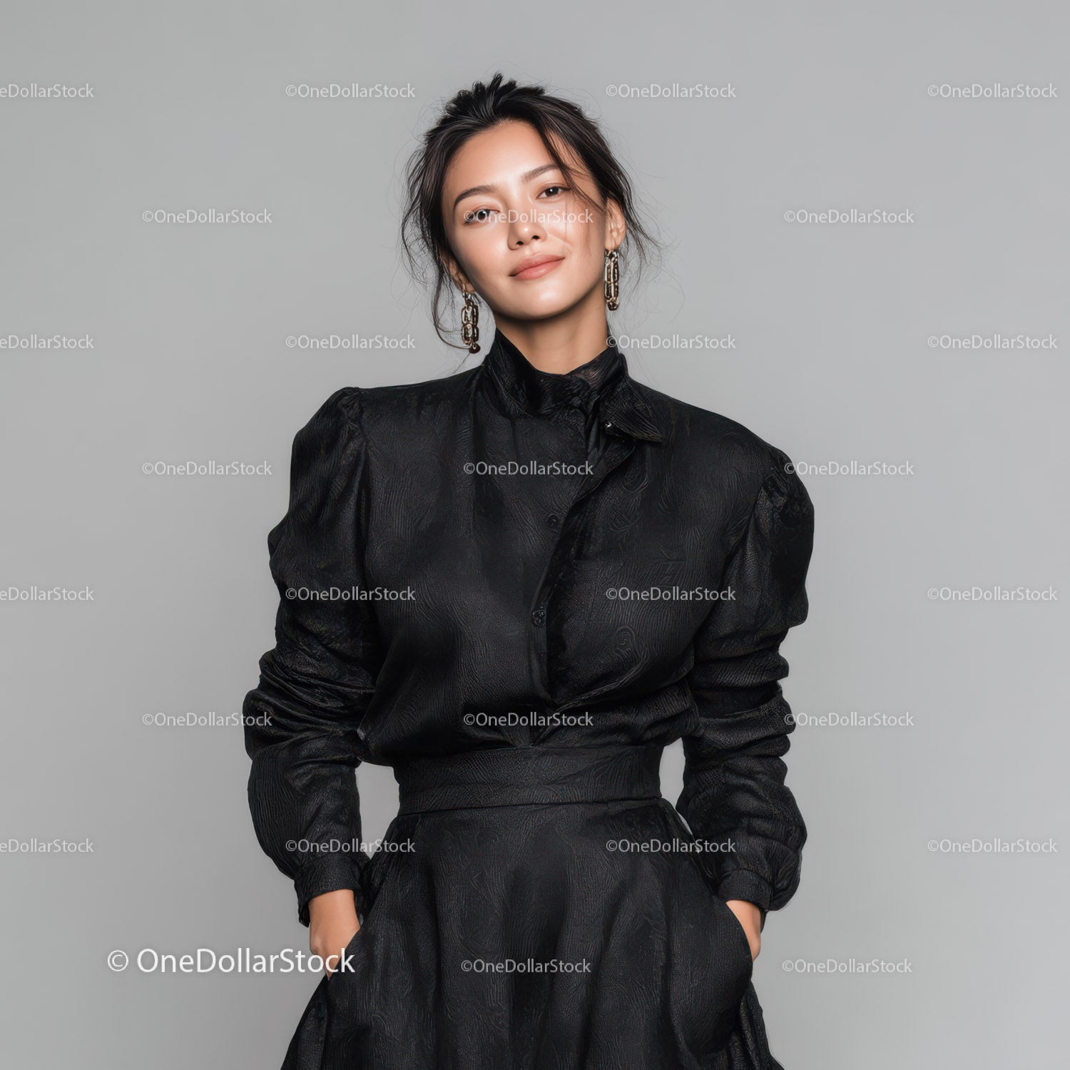Stylish Woman in Black Leather Outfit for Fashion and Lifestyle
