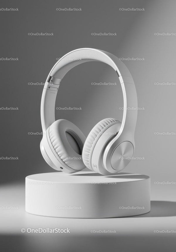 Wireless White Over-Ear Headphones on Minimalist Stand