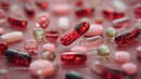 Assorted Pink and Red Pills and Capsules for Healthcare and Medicine