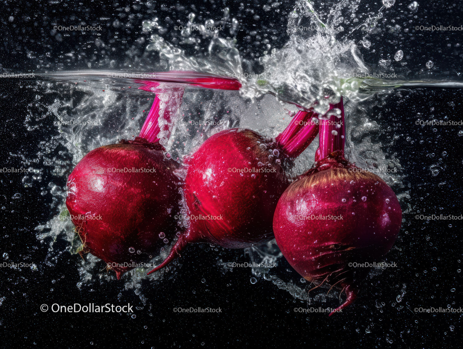 Fresh Beetroot Slicing with Water Splash in Vibrant Colorful Scene