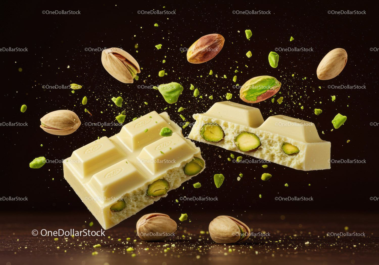 White Chocolate Bar with Whole and Crushed Pistachios