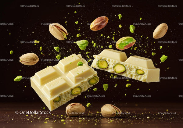 Biała czekolada z całymi i kruszonymi pistacjami