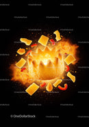 Exploding cheese snack with spicy pepper pieces