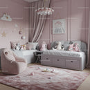 Soft Pink Nursery Room with Plush Toys and Elegant Decor