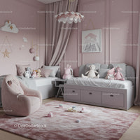 Soft Pink Nursery Room with Plush Toys and Elegant Decor
