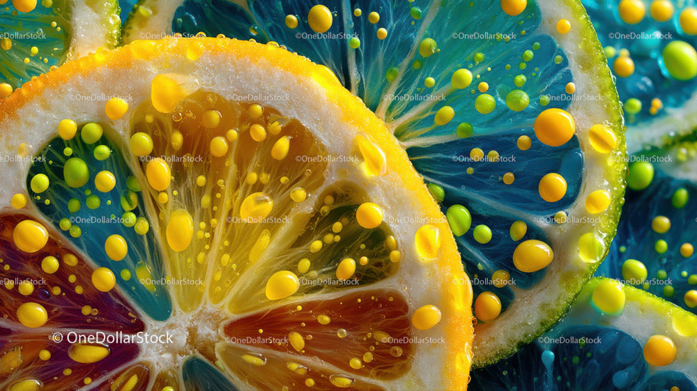Vivid Citrus Slices with Bright Yellow and Green Colors