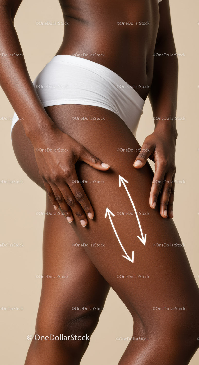 Elegant Close-Up of a Woman's Nude Body with White Underwear Highlighting Skin Tone and Curves