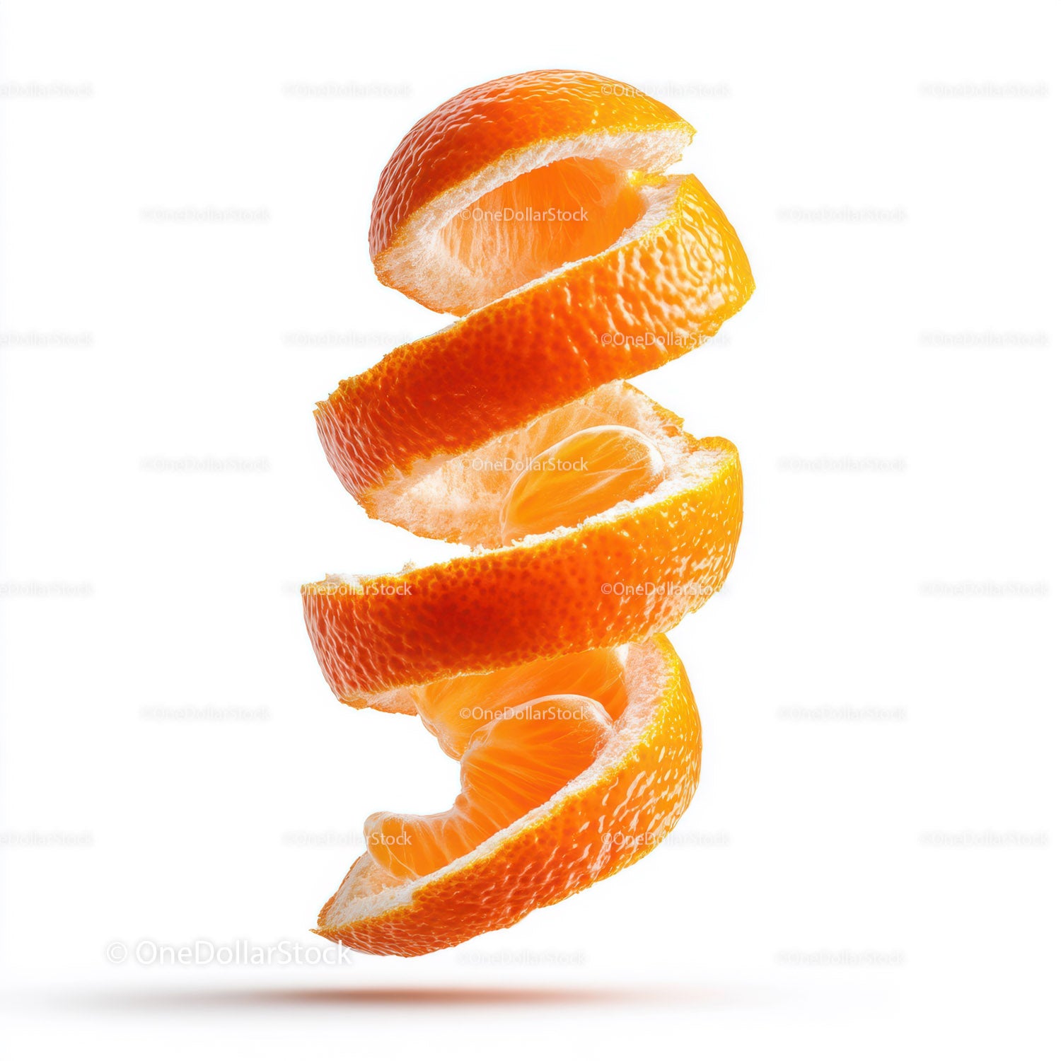Fresh Sliced Orange Citrus Fruit in Mid-Air Display